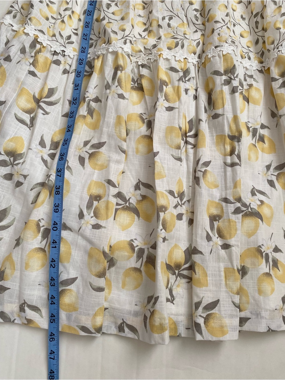 Haute Hippie White and Yellow Lemon-Print Midi Tiered Dress Size 10 - Picture 7 of 10